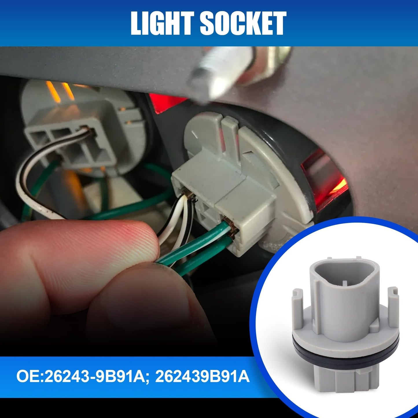 HiSport 262439B91A 2PCS Turn Signal Lamp Light Bulb Socket Holder Compatible with Nissan Altima 2012-2015, Frontier 2012-2016, Maxima 2016, Murano 2015-2016, Pathfinder 2012-2016, Rogue 2014-2016