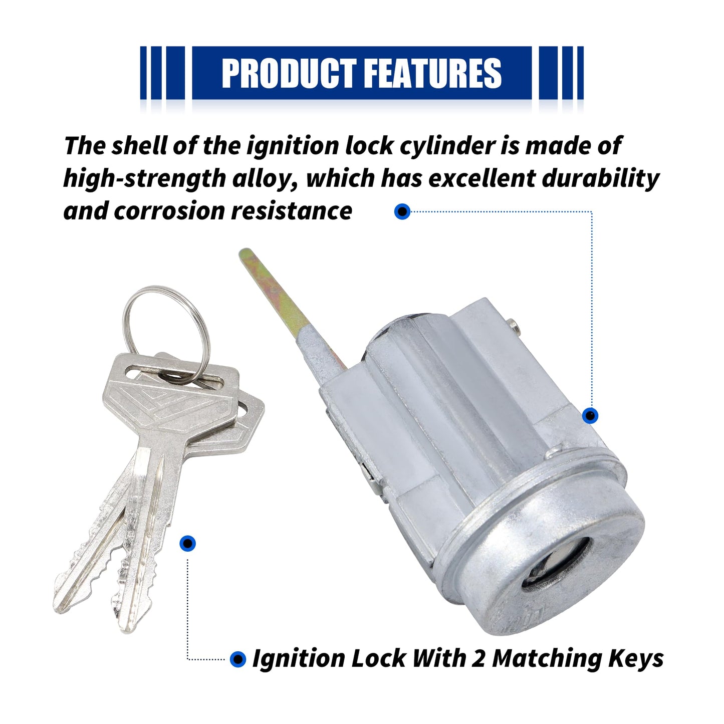 HiSport 69057-35070 Ignition Lock Cylinder with 2 Keys Compatible with Toyota 4Runner 1996-2002 Tacoma 1996-2004