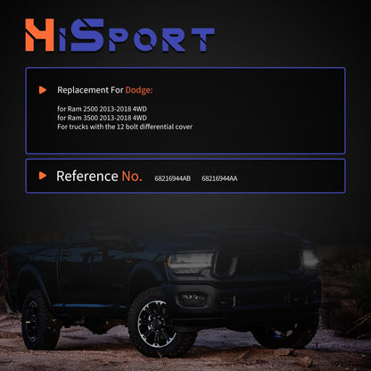 HiSport 4x4 4WD Front Axle Actuator Fork Disconnect Compatible with Dodge Ram 2500 & Ram3500 2013-2018 Replace 68216944AA, 68216944AB