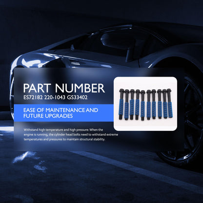HiSport Engine Cylinder Head Bolt Set 10PC - Compatible with Toyota Tacoma 1995-2020 4Runner 1996-2010 T100 1994-1998 2.4L 2.7L - Replace ES72182 220-1043 GS33402
