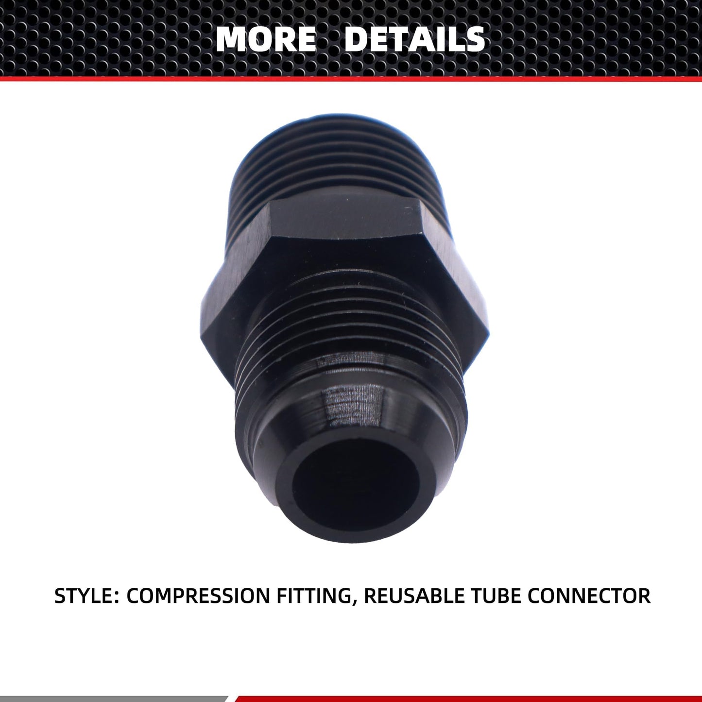 HiSport 8AN to 3/8 NPT Male Hose Fitting Adapter, Universal Aluminum Flare Male 8AN to 3/8'' NPT Union Fuel Oil Line Pipe Connector Black Anodized