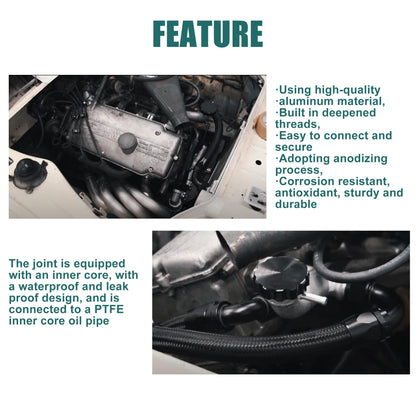 HiSport 12AN 45 Degree Hose End Fitting Swivel Aluminum Black