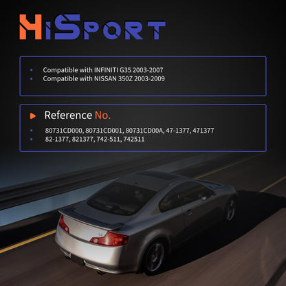 HiSport Front Left Driver Side Power Window Lift Motor - Compatible with Infiniti G35 2003-2007 Nissan 350Z 2003-2009 Replaces 80731CD000 80731CD001 80731CD00A