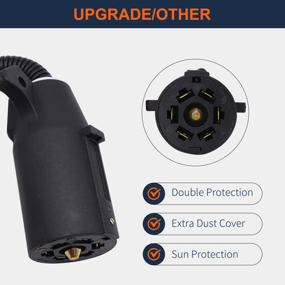 HiSport 7 Way Blade to 4 Way Flat Trailer Adapter Rv Trailer Connector Used in Most Vehicles Including Caravan and RVs