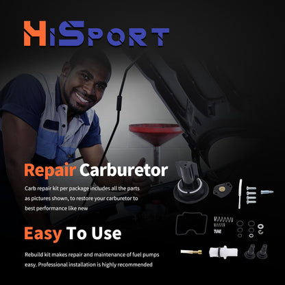 HiSport Carburetor Rebuild Kit - Compatible with Yamaha Big Bear 400 Bruin 350 Grizzly 350 400 450 Kodiak 400 450 Wolverine 350 450