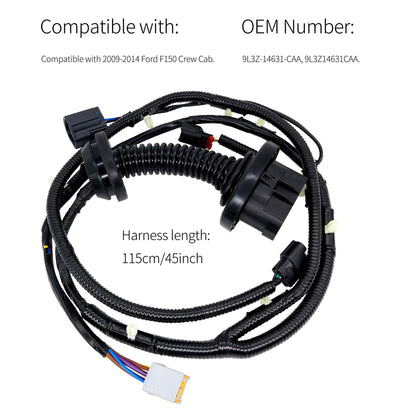 HiSport Rear Driver Side LH Door Jumper Wire Harness Assembly 9L3Z-14631-CAA Compatible with Ford F150 Crew Cab 2009-2014, 45inch