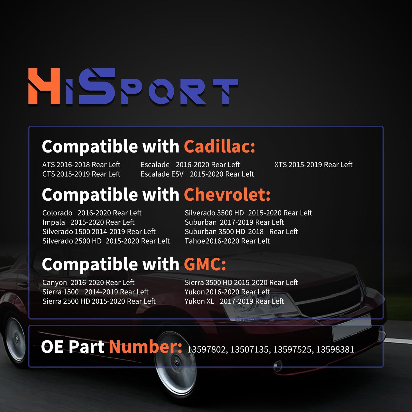 HiSport Rear Left Driver Door Lock Latch Actuator 13597802 Compatible with Chevrolet Cadillac GMC Buick Envision ATS CTS Escalade ESV Suburban Sierra Silverado 1500 2500 3500 HD Yukon XL