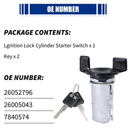 HiSport Ignition Starter Switch Lock Cylinder W/Keys Replacement for Chevy C1500 C2500 C3500 1991-1994 Replace 7840574