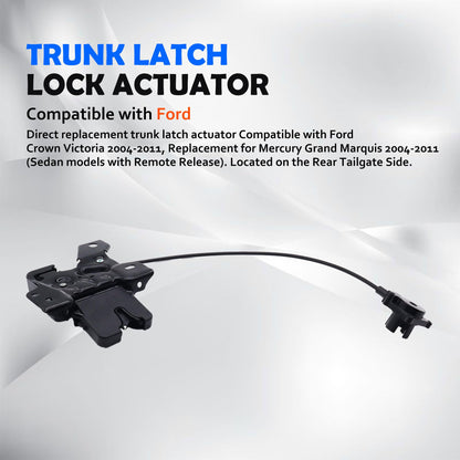 HiSport Rear Tailgate Trunk Latch Lock Actuator 4W7Z5443200AA Compatible with Ford Crown Victoria 2004-2011, Replacement for Mercury Grand Marquis 2004-2011, 6W7Z5443200A 7W7Z5443200A