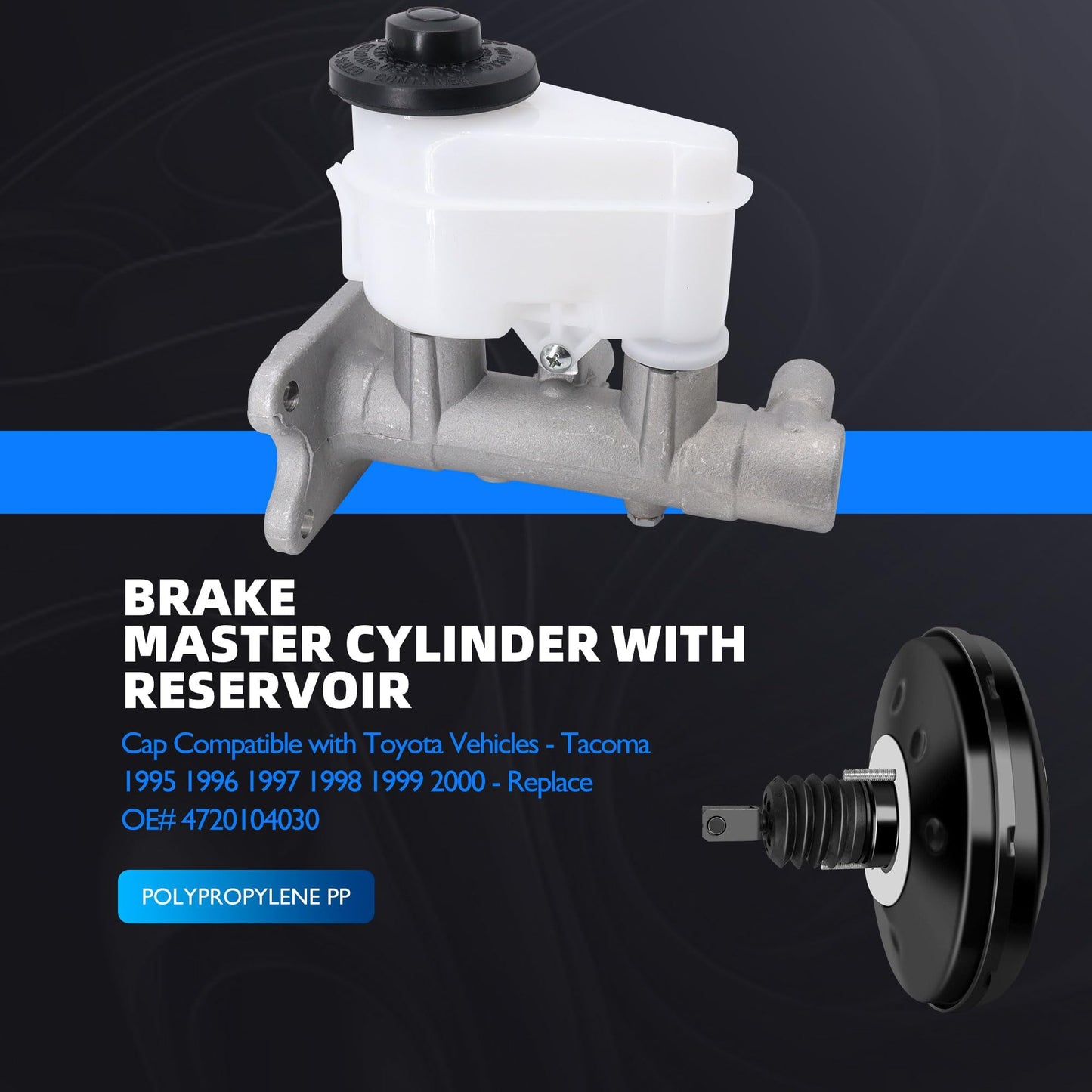 HiSport 4720104030 Brake Master Cylinder with Reservoir and Cap Compatible with Toyota Tacoma 1995 1996 1997 1998 1999 2000 Replace M390285