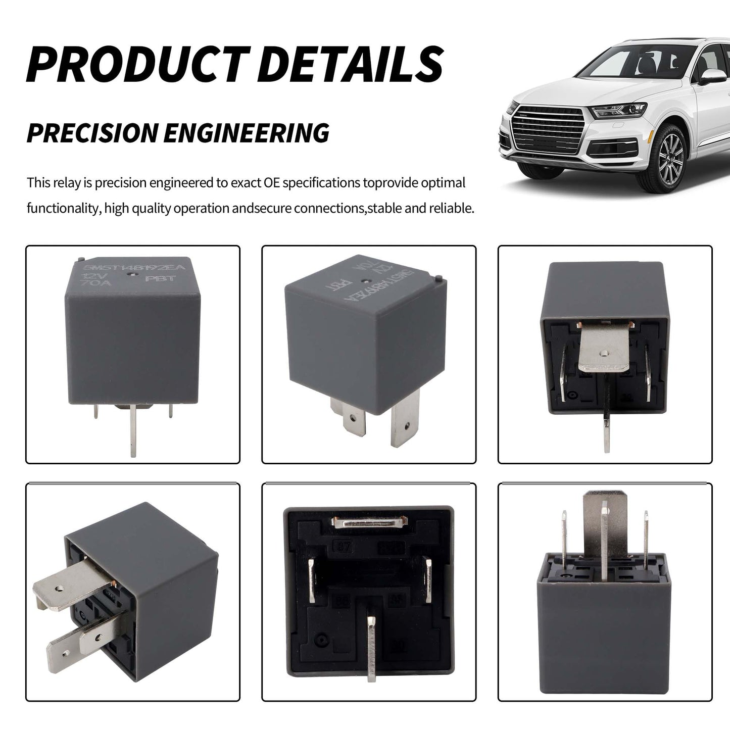HiSport Relay F80B-14B192-AA 12VDC 70A 4Pins Automotive Power Relay Compatible with Ford Focus V23136-J4-X89 DH22-14B192-EA V23136-J4-X62 5M5T-14B192-EA V23136-J4-X60