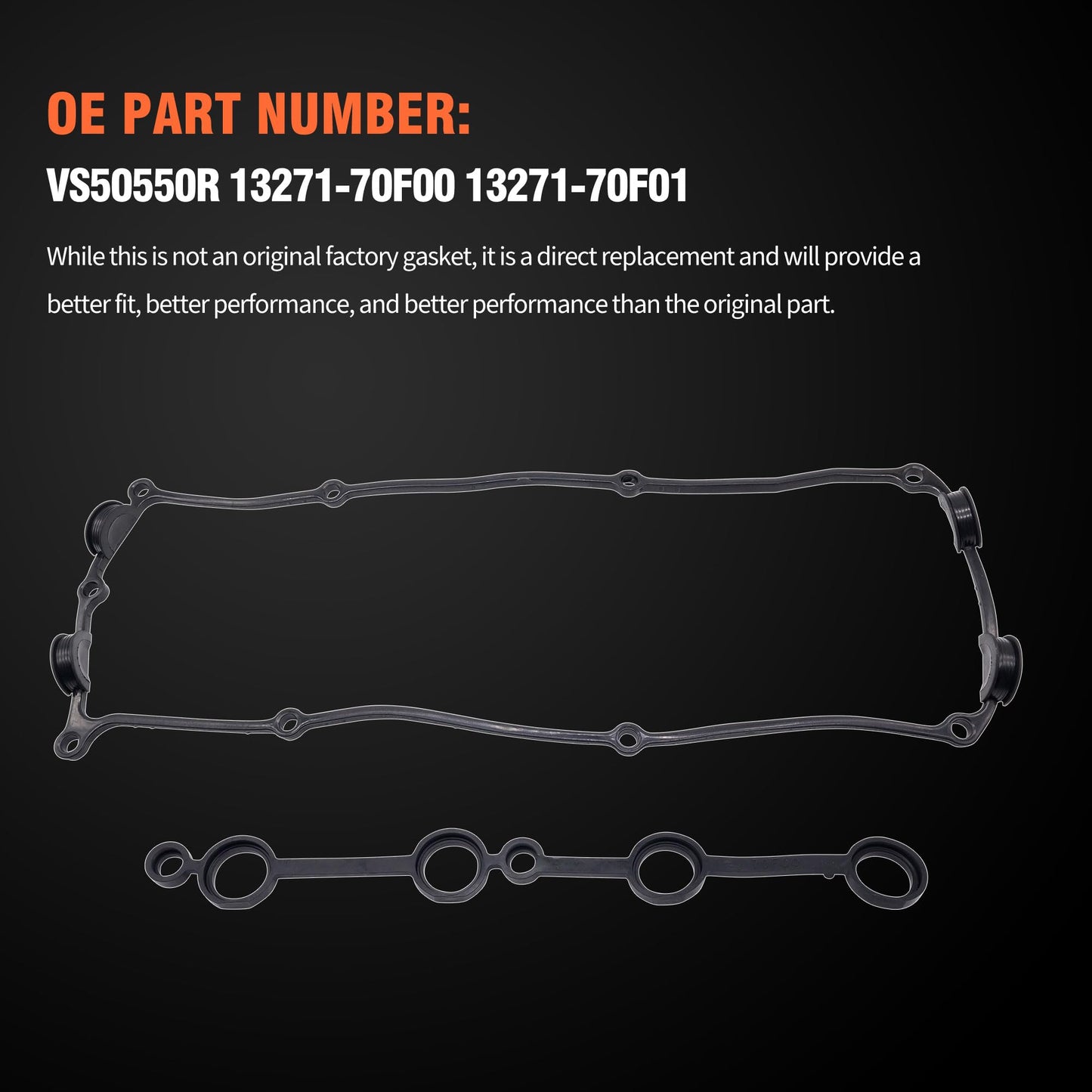 HiSport Engine Valve Cover Gasket - Compatible with Nissan 1998-2004 Frontier 2.4L Compatible with Nissan 2000-2004 Xterra 2.4L Compatible with Nissan 1995-1998 240SX 2.4L - Replace VS50550R