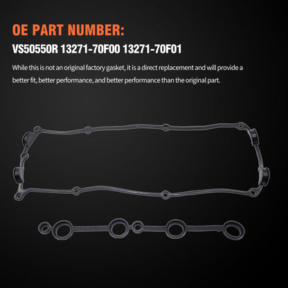 HiSport Engine Valve Cover Gasket - Compatible with Nissan 1998-2004 Frontier 2.4L Compatible with Nissan 2000-2004 Xterra 2.4L Compatible with Nissan 1995-1998 240SX 2.4L - Replace VS50550R