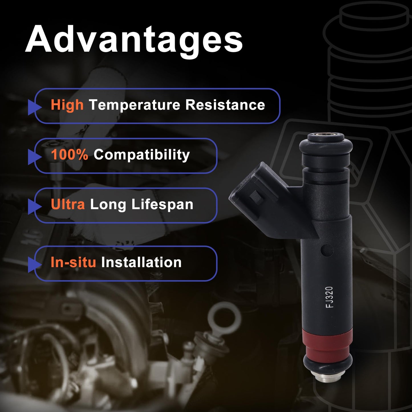 HiSport FJ320 Fuel Injectors Compatible with Ford Taurus 2000-2007,Mercury Sable 2000-2005, 3.0L 6 PCS