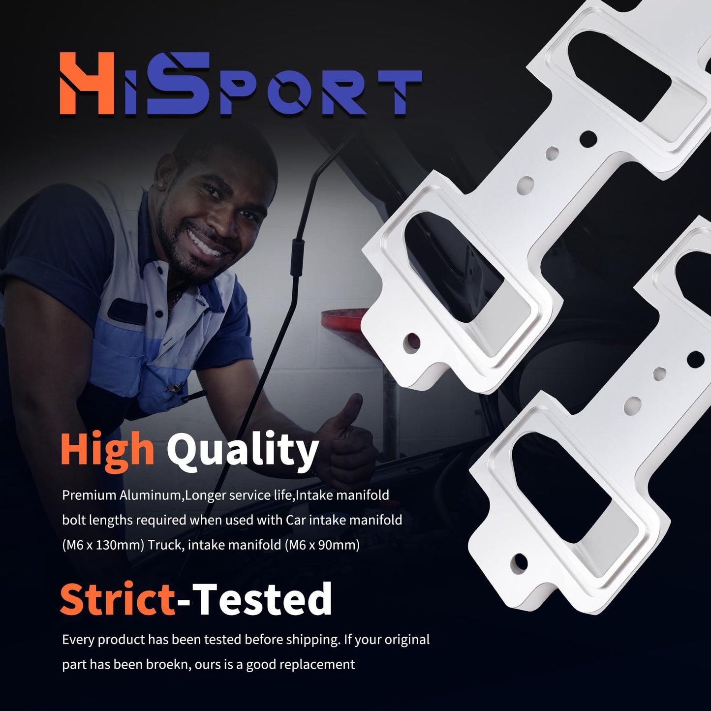 HiSport Intake Manifold Adapter Plates - Compatible with LS3 LSA ZL1 CTS-V Rectangle Port Intake Manifold Adapter - Replace EM-1021-S 551316