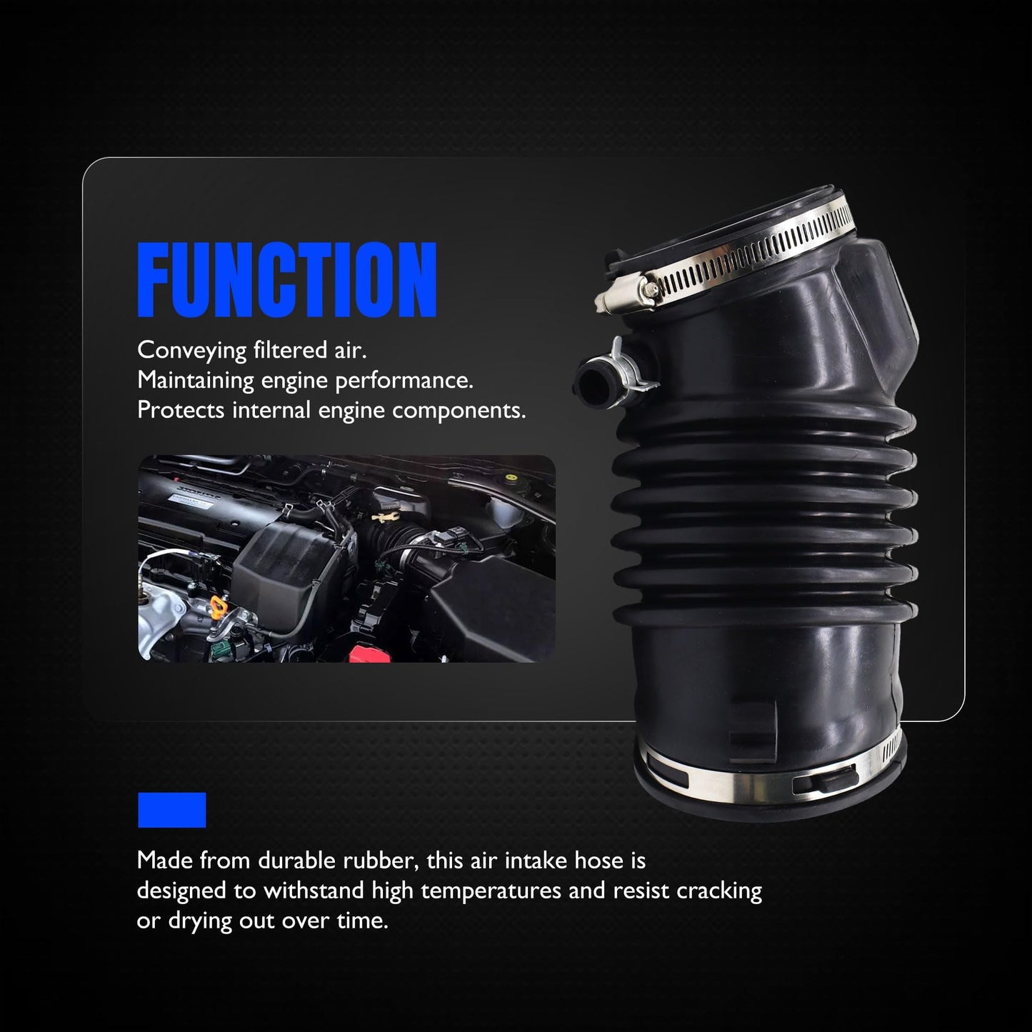 HiSport Air Intake Hose Intake Filter Tube - Compatible with Acura MDX ZDX 2010 2011 2012 2013 Replaces 17228-RYE-A10