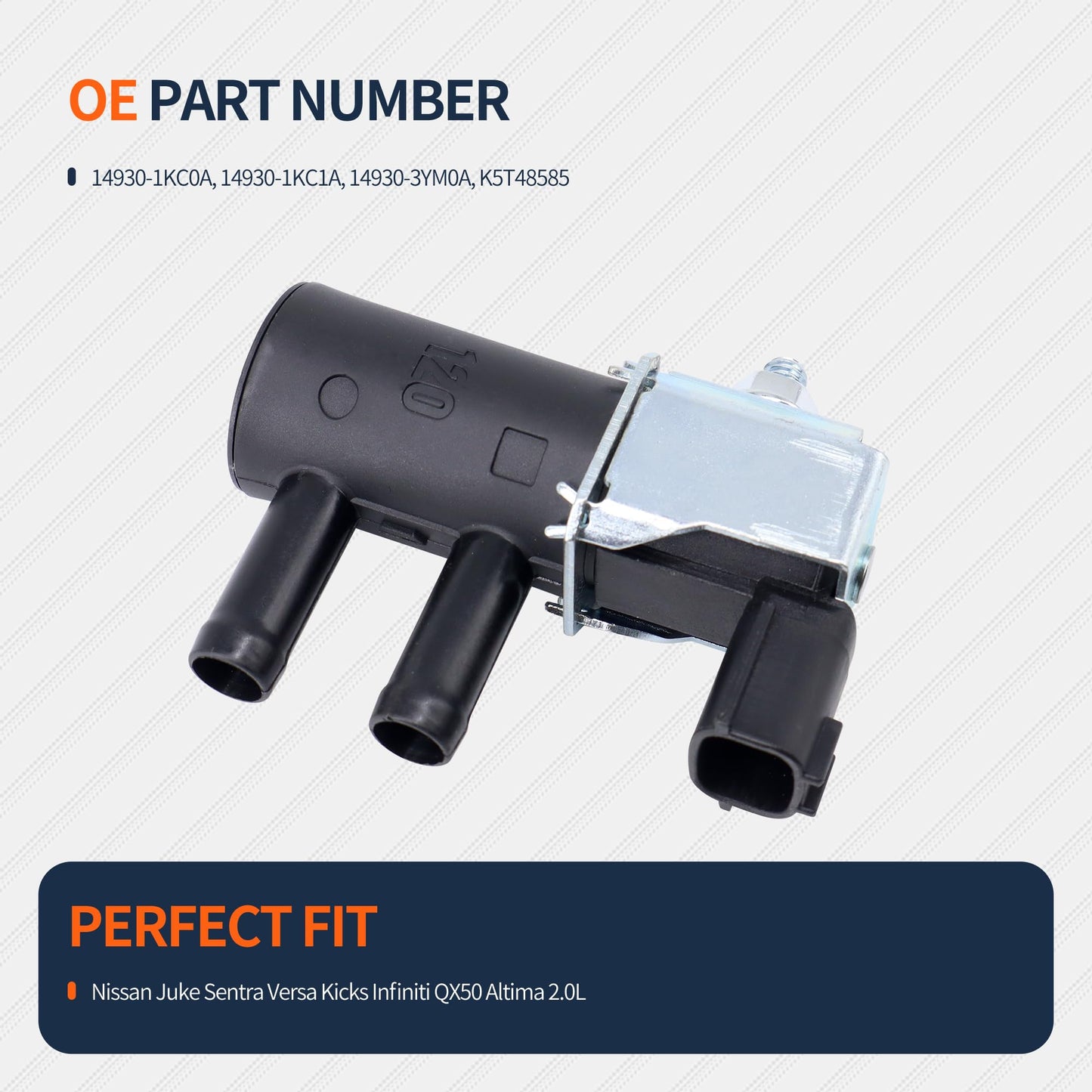 HiSport Evap Vapor Canister Purge Solenoid Control Valve 14930-1KC0A - Compatible with NISSAN JUKE NOTE SENTRA VERSA - replaces 149301KC0A 149301KC1A