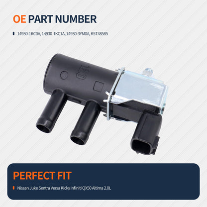 HiSport Evap Vapor Canister Purge Solenoid Control Valve 14930-1KC0A - Compatible with NISSAN JUKE NOTE SENTRA VERSA - replaces 149301KC0A 149301KC1A