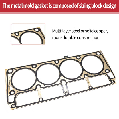 HiSport MLS Cylinder Head Gaskets - Compatible with Cadillac Escalade Chevrolet Corvette Express LCF Silverado GMC Savana Hummer Pontiac 5-Layer Steel Engine Cylinder Gasket Replace 12610046 12622033