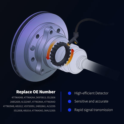 HiSport 970-013 Front Left or Right ABS Wheel Speed Sensor Compatible with Chrysler & Dodge Challenger 2011-2014, Charger 2011-2014 Replaces 4779639AB, 4779639AD