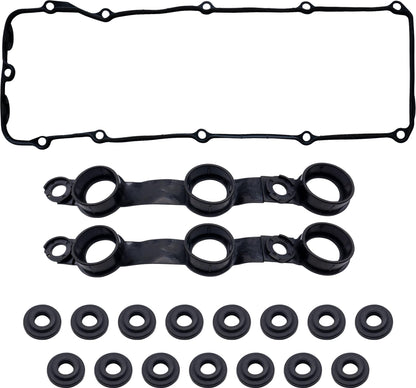 HiSport Engine Head Valve Cover Gasket Set with 15 Grommet Seals 11120030496 Compatible with BMW 330Ci E46 E39 E60 M54 E53 E83 X3 X5 Z3 Z4 L6 325Ci 325i 325xi 330Ci 330i 330xi 525i 530i