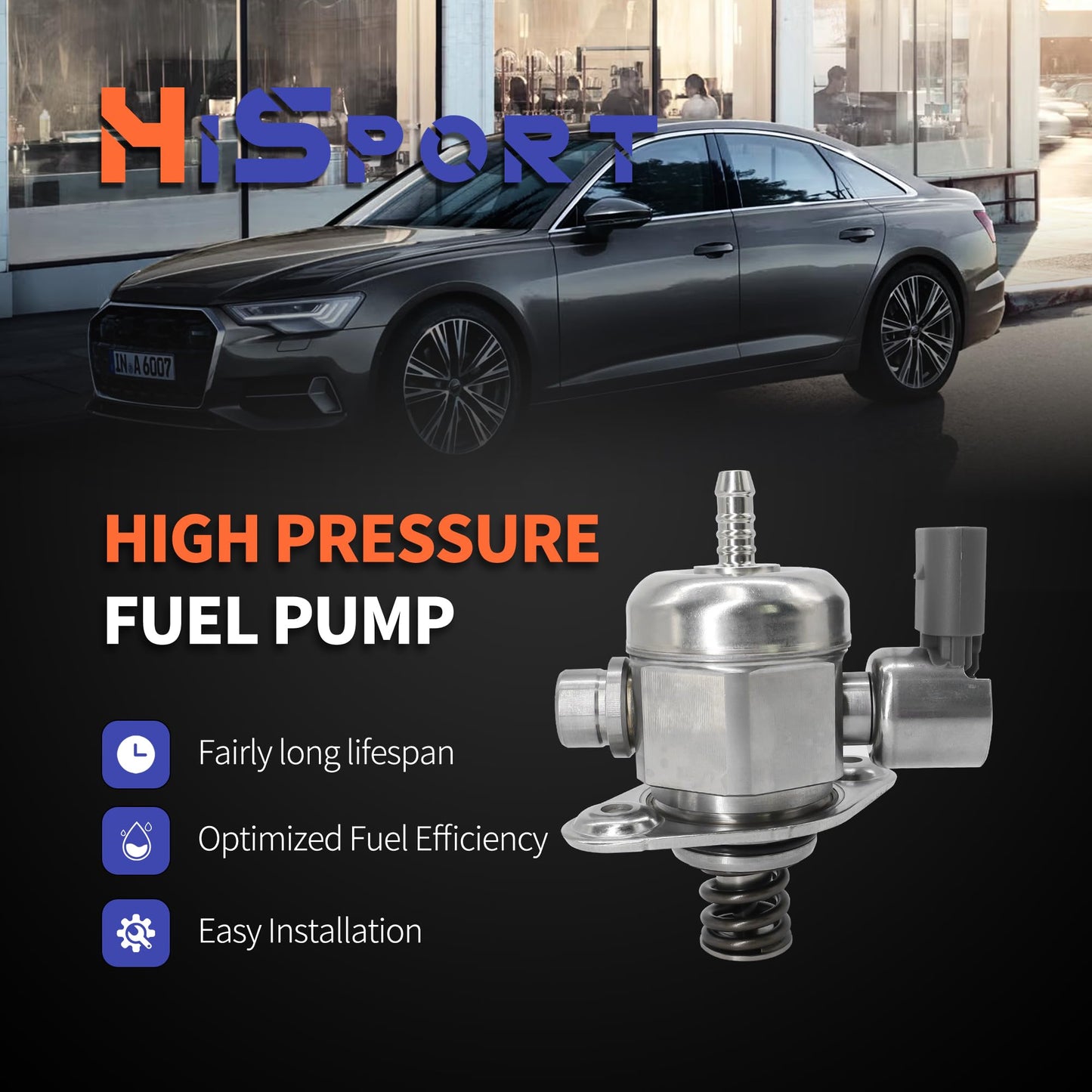 HiSport High Pressure Fuel Pump with Bolts 06H127025N 06H127025E 0261520472 Compatible with Audi A3 Q3 TT, Replacement for Volkswagen Beetle CC EOS GTI Jetta Passat 2010, Tiguan limited