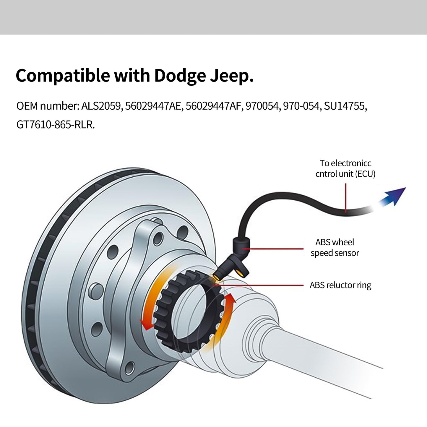 HiSport Rear Left and Right ABS Wheel Speed Sensor ALS2059 Compatible with Dodge Durango 2011-2015, Replacement for Jeep Grand Cherokee 2011-2015, 56029447AE, 56029447AF, 970054, 970-054