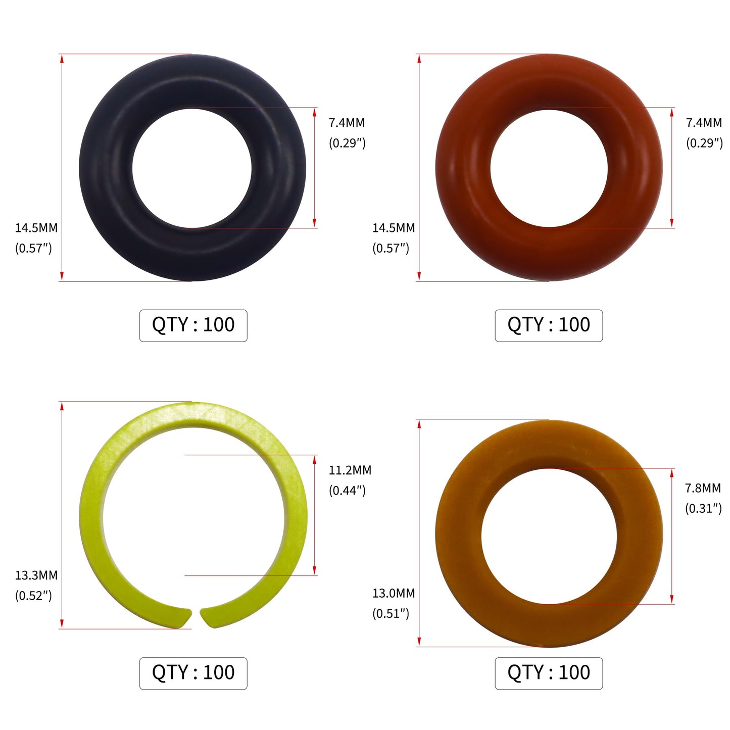 HiSport Fuel Injector Rebuild Service Repair Kits - O rings, Spacers, Pintle Caps, Micro Basket Filters + Removal Tool (100set/box)