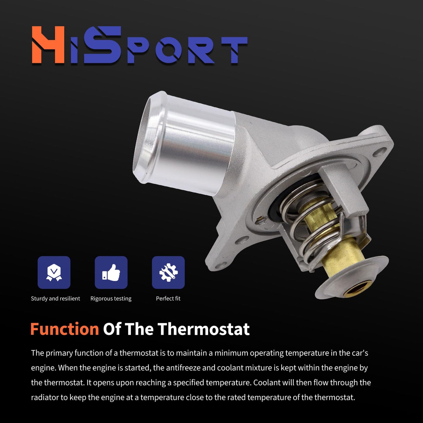 HiSport Engine Coolant Thermostat Housing Assembly - Compatible With Buick Cadillac Chevy Tahoe Silverado GMC Sierra Hummer Isuzu Pontiac Saab Replace 15-11057