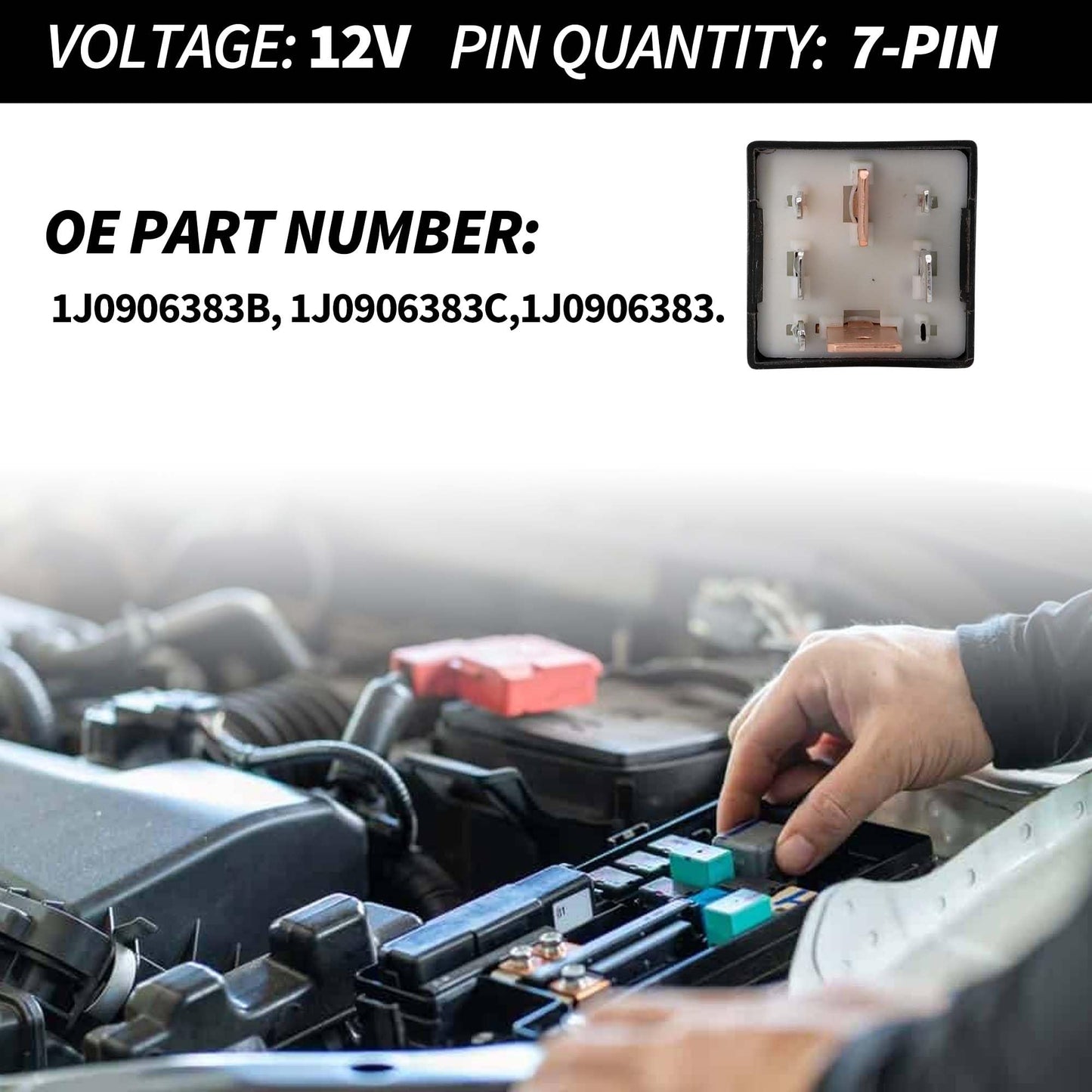 HiSport 409 Fuel Pump Relay 7 Pin 1J0906383C Compatible with Audi VW Volkswagen Jetta Golf Passat GTI MK4 Beetle Replacement with 1J0906383B 1J0906383