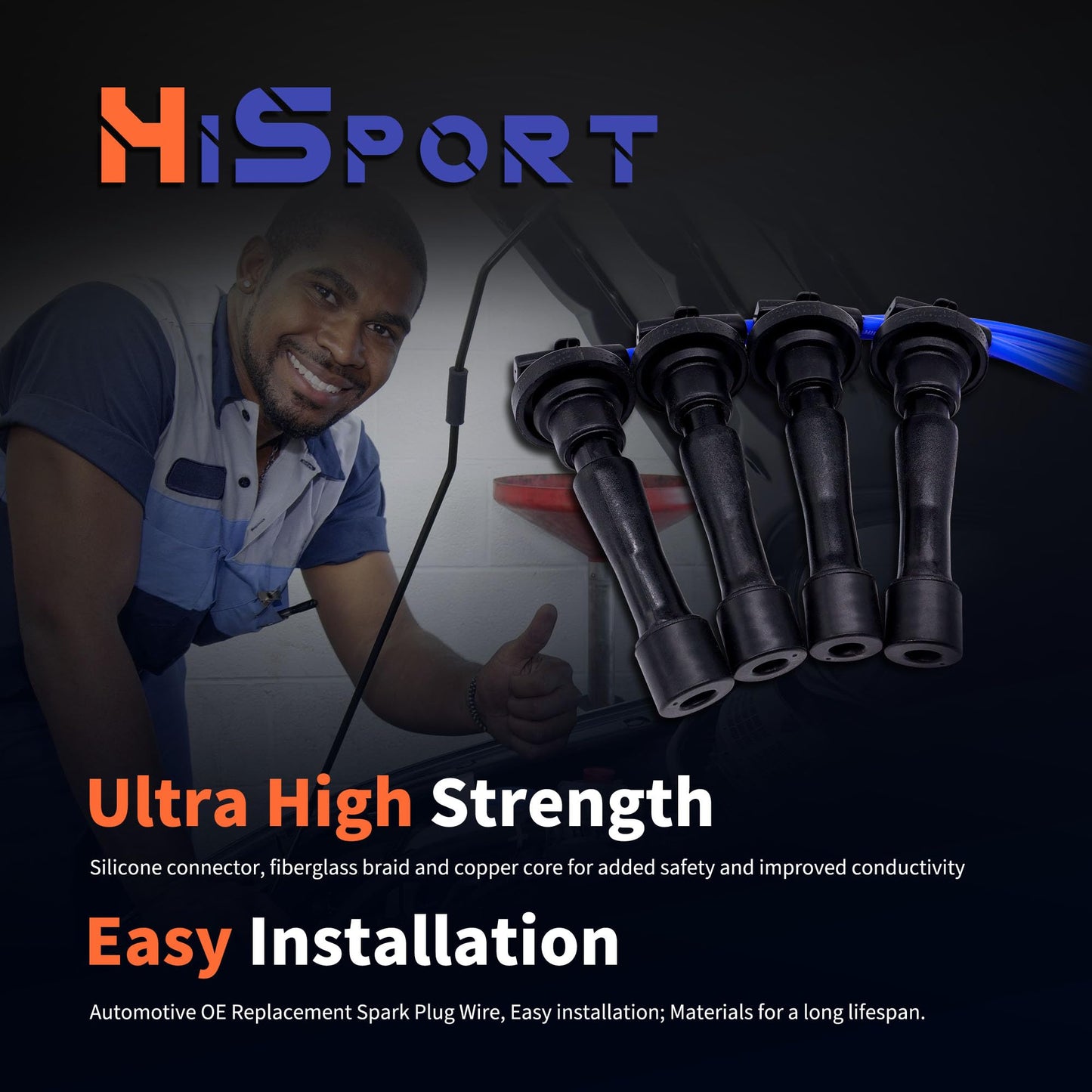 HiSport Car Spark Plug Coil Wires Ignition Coil Harness Cable Compatible with Subaru Forester Impreza Legacy 2004-2011, 22454-AA140 22451-AA940, Pack of 4