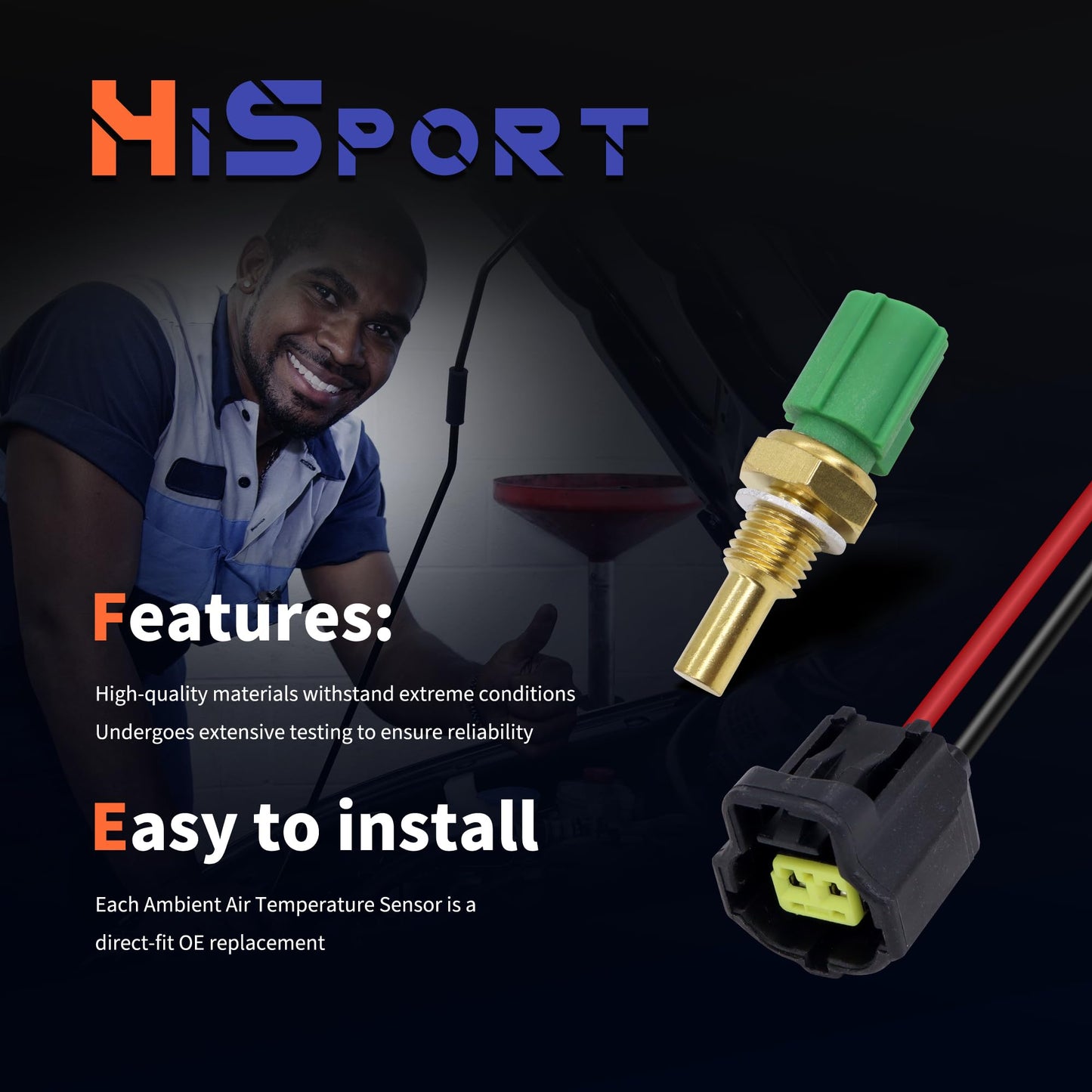 HiSport Engine Coolant Temperature Sensor with Connector Pigtail Harness 89422-20010 - Compatible with Toyota 4Runner Avalon Camry Corolla Highlander Land Cruiser Matrix Rav4 Sienna Lexus Mazda