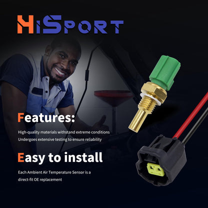 HiSport Engine Coolant Temperature Sensor with Connector Pigtail Harness 89422-20010 - Compatible with Toyota 4Runner Avalon Camry Corolla Highlander Land Cruiser Matrix Rav4 Sienna Lexus Mazda