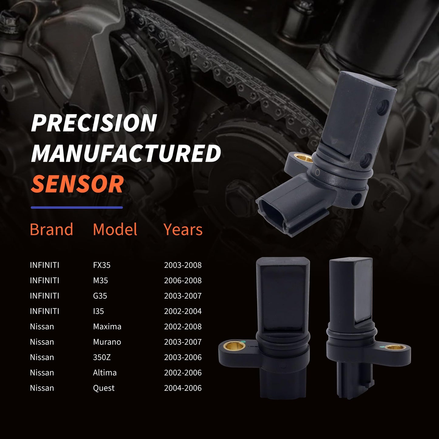 HiSport Camshaft Crankshaft Position Sensor 907-716 917-707 917-704 - Compatible with INFINITI FX35 M35 G35 I35 | Nissan Maxima Murano 350Z Altima Quest 2002-2008