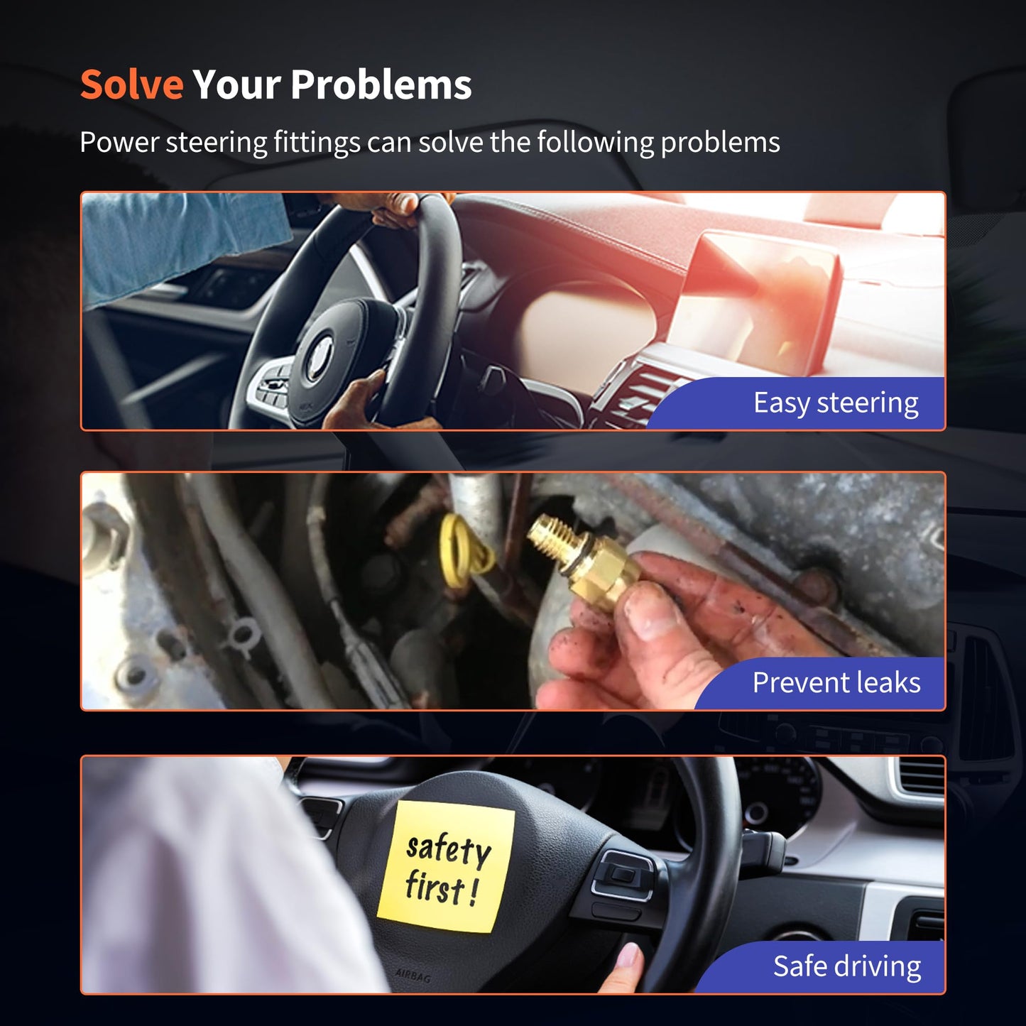 HiSport 6AN to 16mm & 6AN to 18mm Power Steering Fittings with O Rings Bump Tube - Compatible with GM Buick Chevy Cadillac