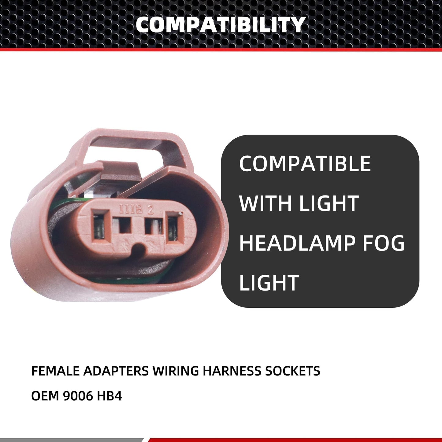 HiSport 9006 Headlight Plug Female Adapters Connector Wiring Harness Sockets Wire Plug Pigtails Compatible with High/Low Beam Or Fog Lights Use Replacement for OE 9006 HB4 (Pack of 2)