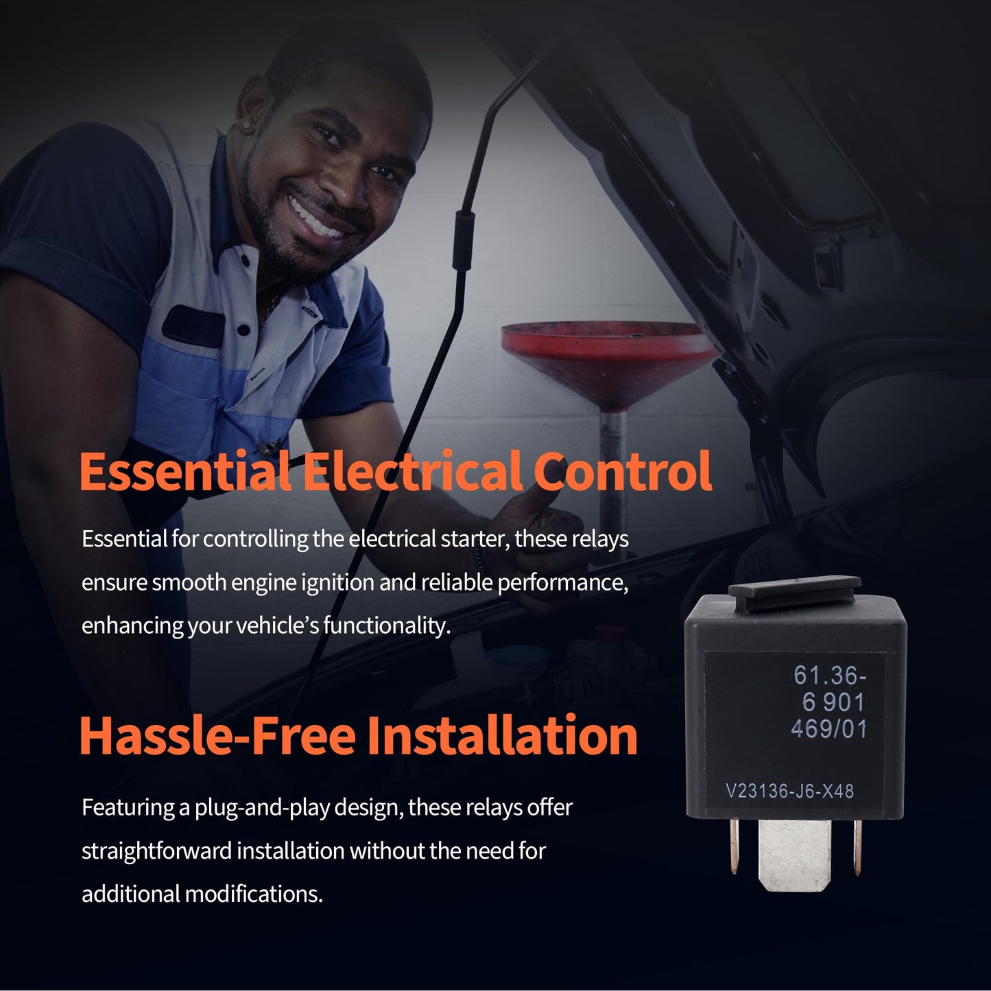 HiSport 12VDC 4 Pin Automotive Power Relay Multi Use V23136-J6-X48 61366901469 for E90 E91 E92 E93 CAS Module Compatible with BMW Cooper, 2PCS