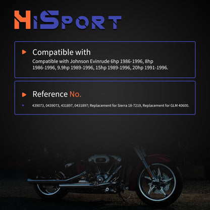 HiSport Carburetor Carb Repair Kit 439073 431897 18-7219 Replacement for Johnson Evinrude 6hp 8hp 9.9hp 15hp 20hp