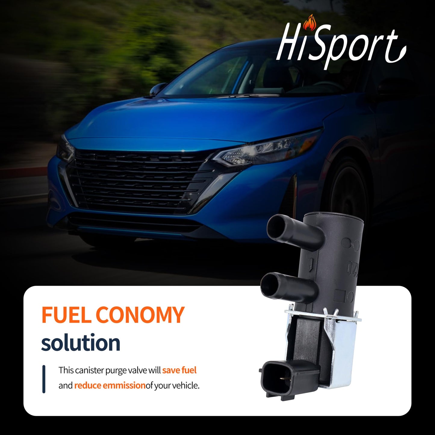 HiSport Evap Vapor Canister Purge Solenoid Control Valve 14930-1KC0A - Compatible with NISSAN JUKE NOTE SENTRA VERSA - replaces 149301KC0A 149301KC1A