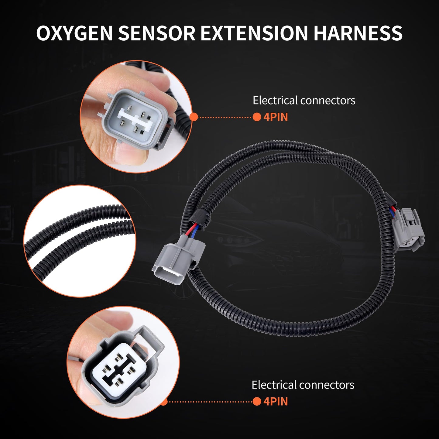 HiSport Harness 36" 4 Wires for Upstream Downstream 02 Oxygen Sensor Compatible with Honda Acura Civic Integra Prelude 2PCS