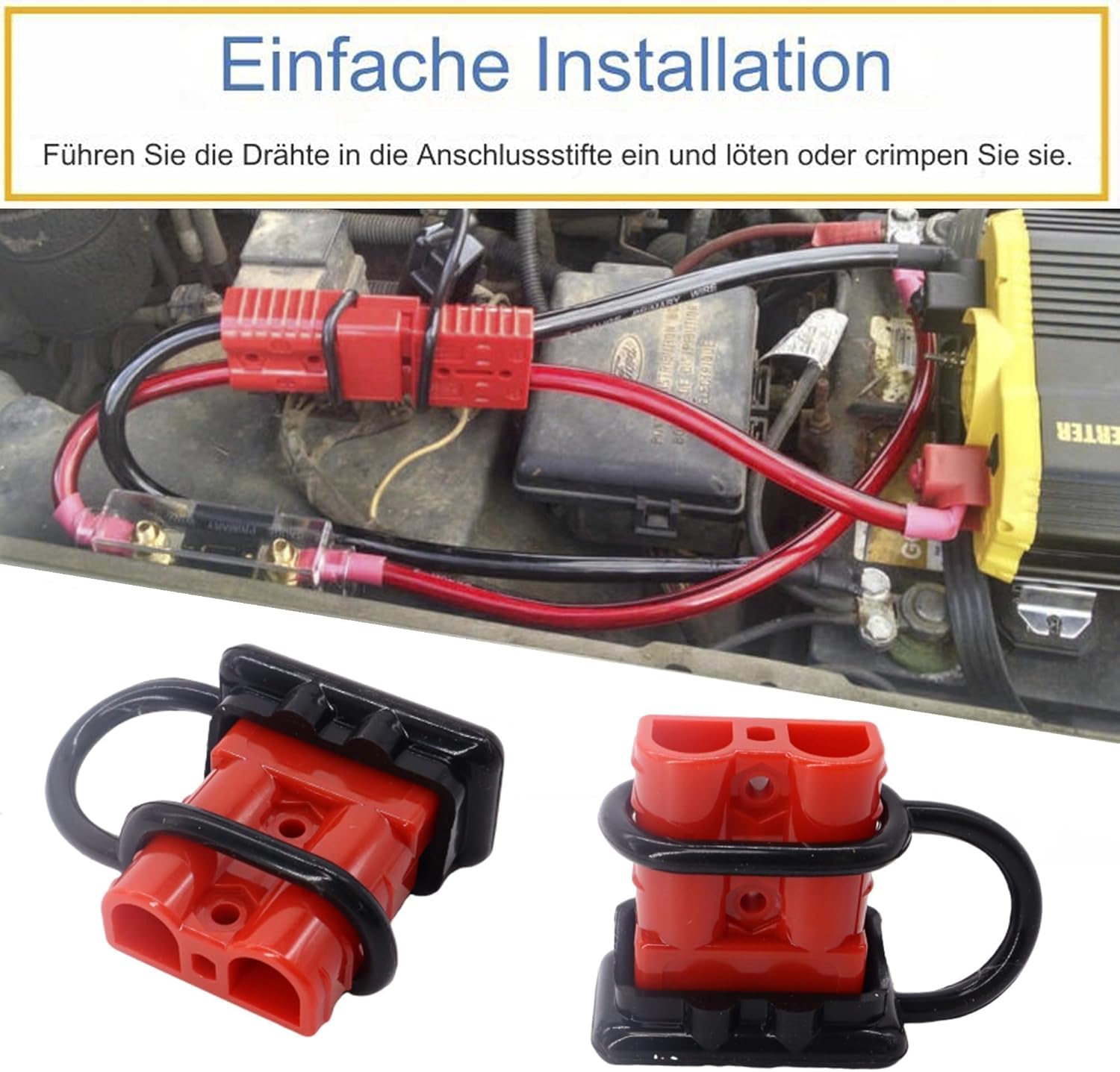 HISports 50A Batterie Anschluss Schnellanschluss Stecker Für Staubschutz für Autos, Wohnwagen, Wohnmobile, Motorräder und Boote,2 Stück Rot