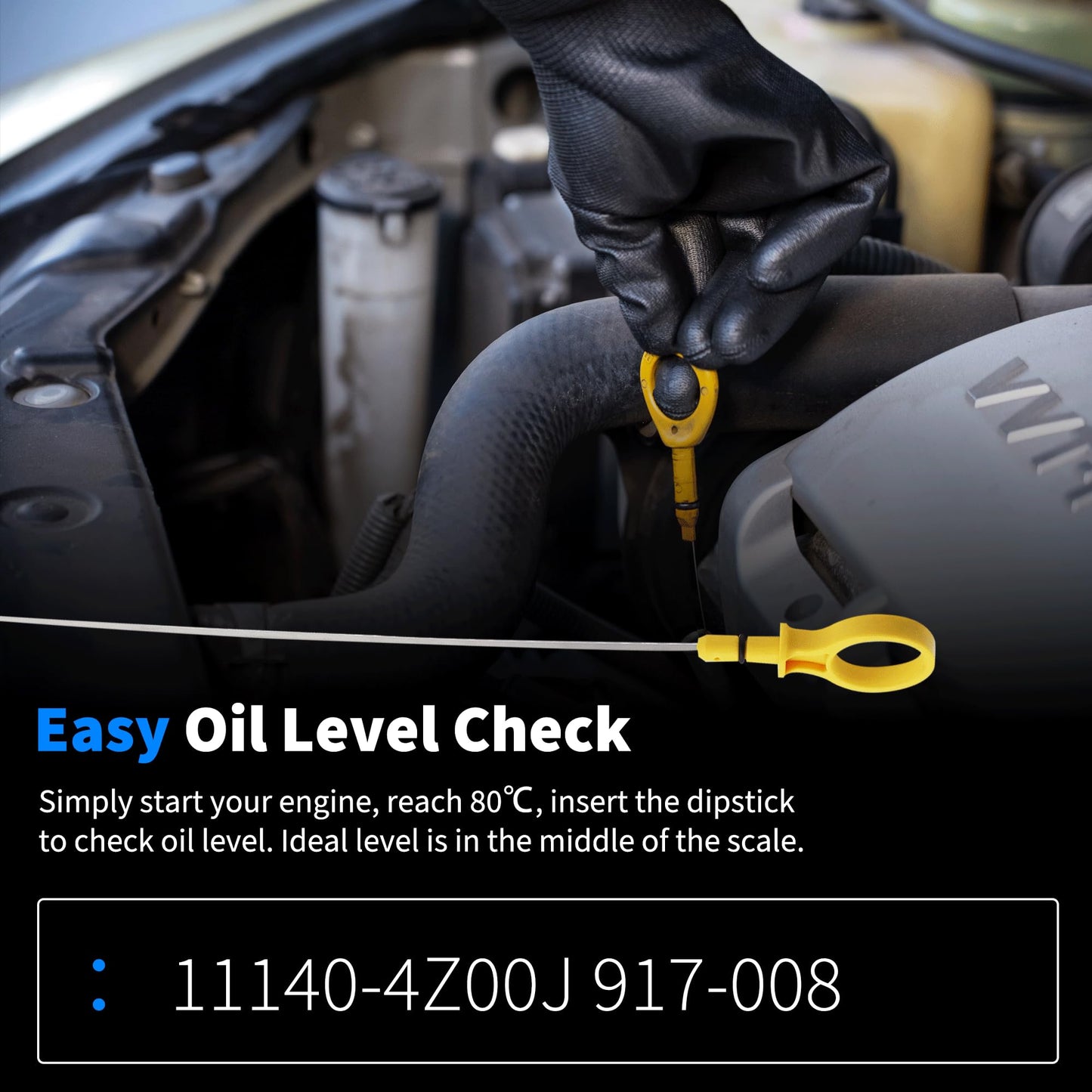 HiSport Engine Oil Dipstick 917008 - Compatible with Nissan Sentra Replacement 11140 Dip Stick for Checking Oil