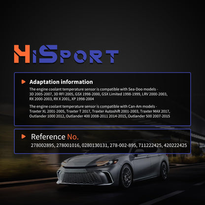 HiSport 278002895 Engine Coolant Temperature Sensor - Compatible with Sea-Doo 3D 2005-2007 GSX 1998-2000 Can-Am Traxter XL 2001-2005 Traxter T 2017 Replaces 278001016 420222425