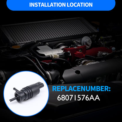 HiSport 68071576AA Windshield Washer Pump with Grommet - Compatible with Ram 1500 2500 3500 4000 4500 5500 Chrysler 200 Dodge Dart Ram 1500 Ram 2500 Ram 3500 2009-2018