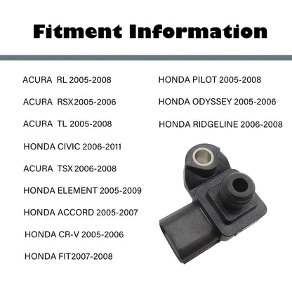 HiSport 37830PNC003 MAP Manifold Absolute Pressure Sensor Compatible with Acura RL 2005 2006 2007 2008, RSX TL TSX, Honda Accord Civic CR-V Element Fit Odyssey Pilot Ridgeline Replace 2MAP0011