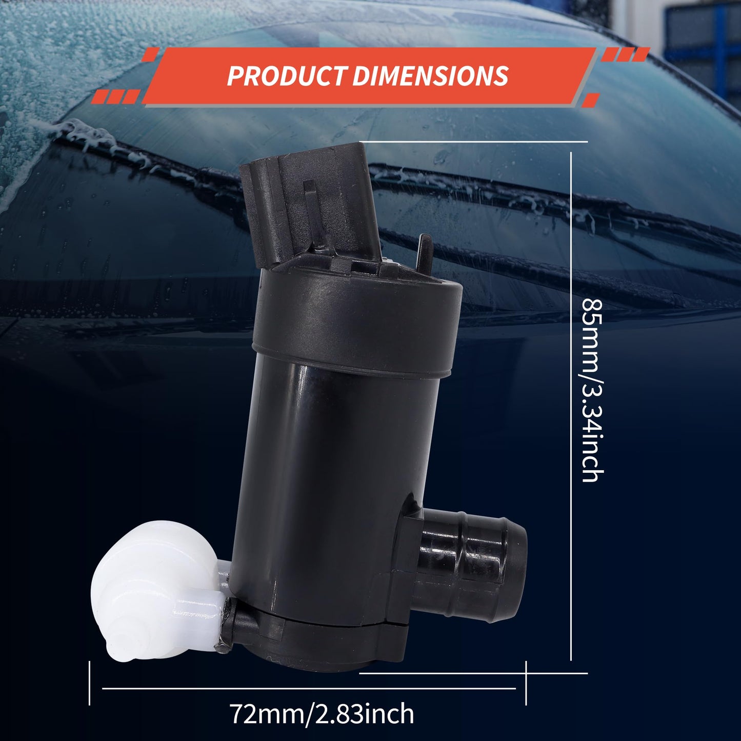 HiSport 98510-A9000 Windshield Washer Motor Pump - Compatible with Kia Sedona 2015-2021 Sorento 2016-2020