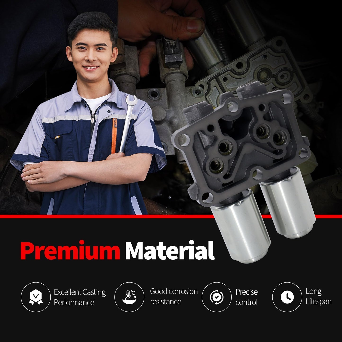 HiSport Transmission at Clutch Dual Linear Shift Solenoid Valve Compatible with 2006 2007 2008 2009 2010 2011 Honda Civic Replacement for OEM 28260-RPC-004, 28250-RPC-003,28260RPC004,28250RPC003