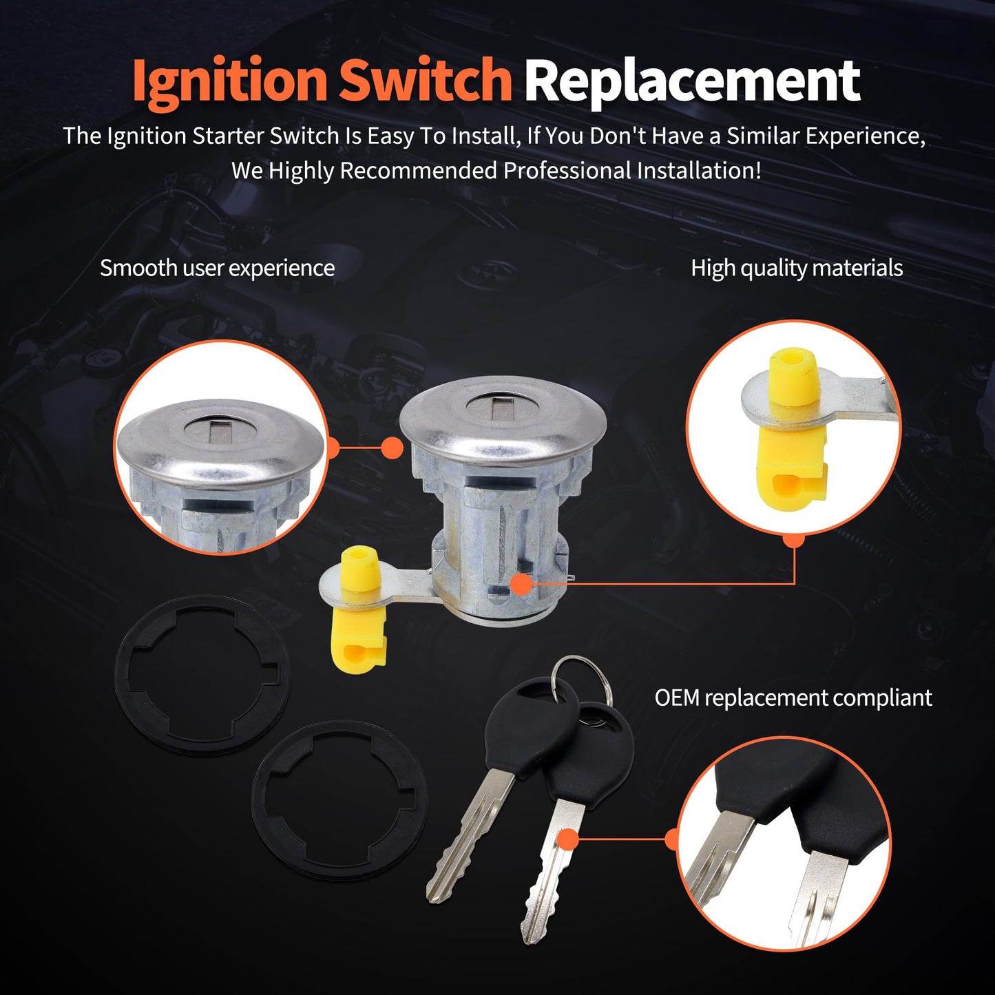 HiSport Door Lock Cylinder with 2 Keys DL-121 Compatible with Nissan Altima Frontier Pathfinder Xterra 1996¨C2004 3.3L 3.5L V6 2.5L 2.4L L4, H0600-3J125 H0601-3J125 H0600-3S500 H0600-3J185