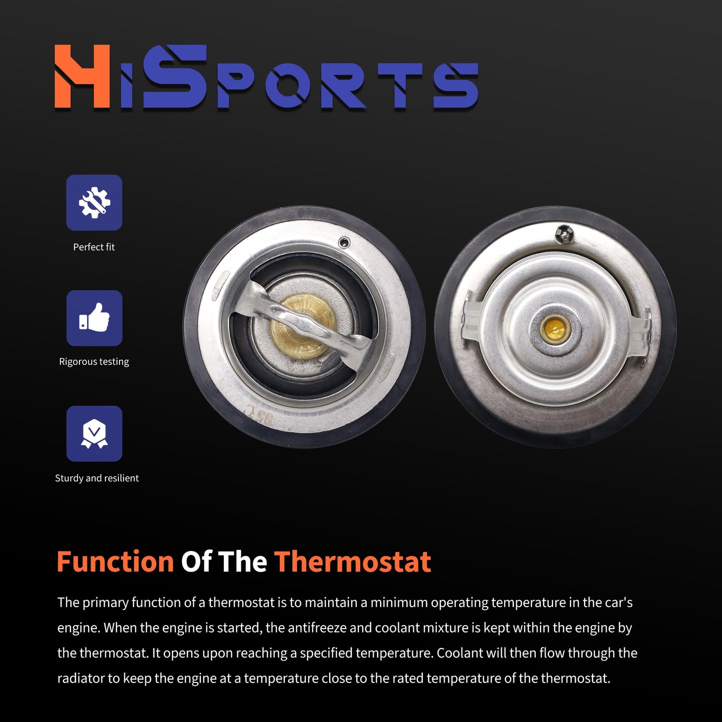 HiSport RT1201 Thermostat - Compatible with Ford E-450/E-550/F-250/F-350/F-450/F-550 Super Duty E-350 Econoline Club Wagon E-450 Econoline Super Duty E-550 Econoline Super Duty 1996-2003