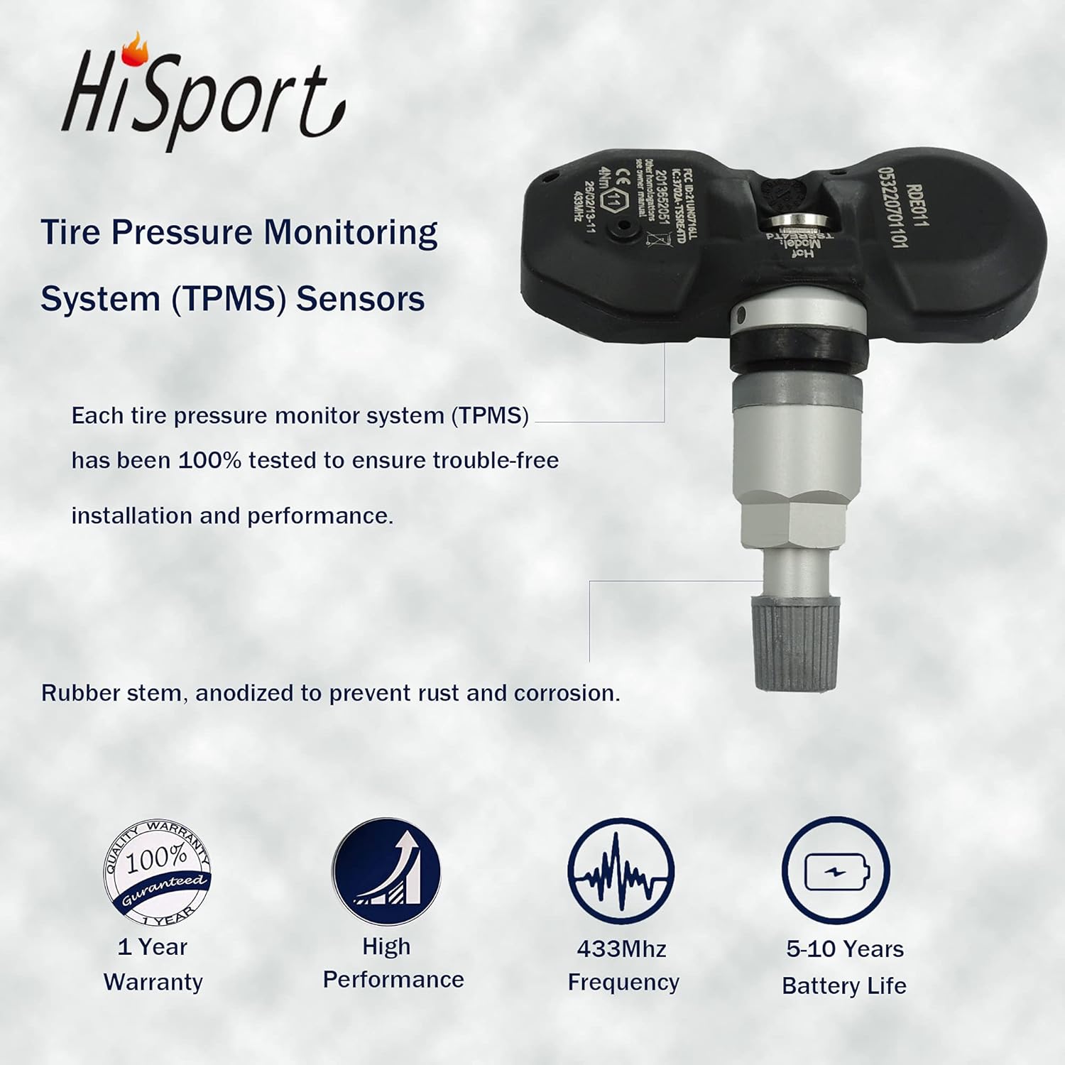 HiSport TPMS Tire Pressure Sensor 36236798726-1Pcs Tire Pressure Monitoring System tpms Sensor 433Mhz Compatible with 2006-2011 BMW Mini(Pack of 1)